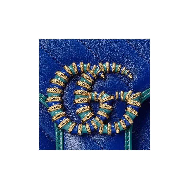 GUCCI GG Marmont Quilting Leather Shoulder Bag Crossbody Bag Small Size Women's Blue/Sapphire Green-7