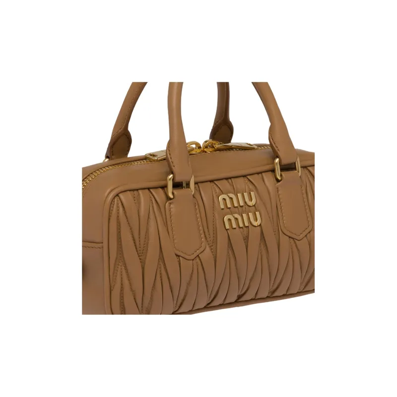 MIU MIU Matelassé Leather Shoulder Bag, Crossbody Bag, Handbag Trumpets Women's Caramel-5