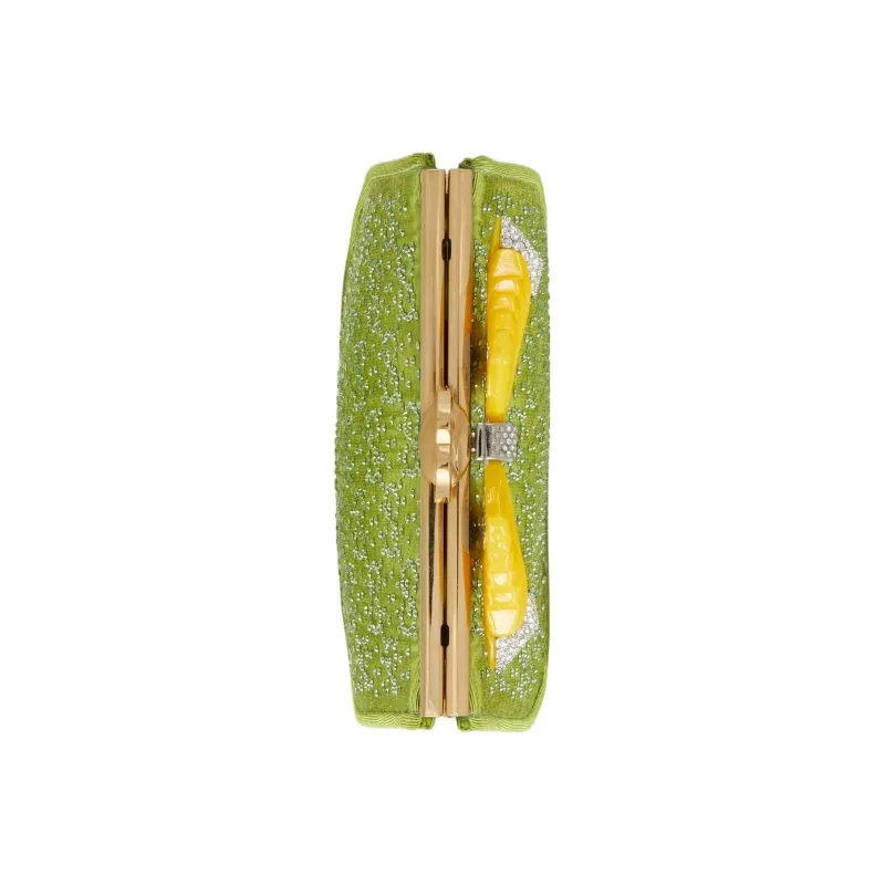 GUCCI Resin Glass Fabric Single One Shoulder Crossbody Clutches Women's Green-4