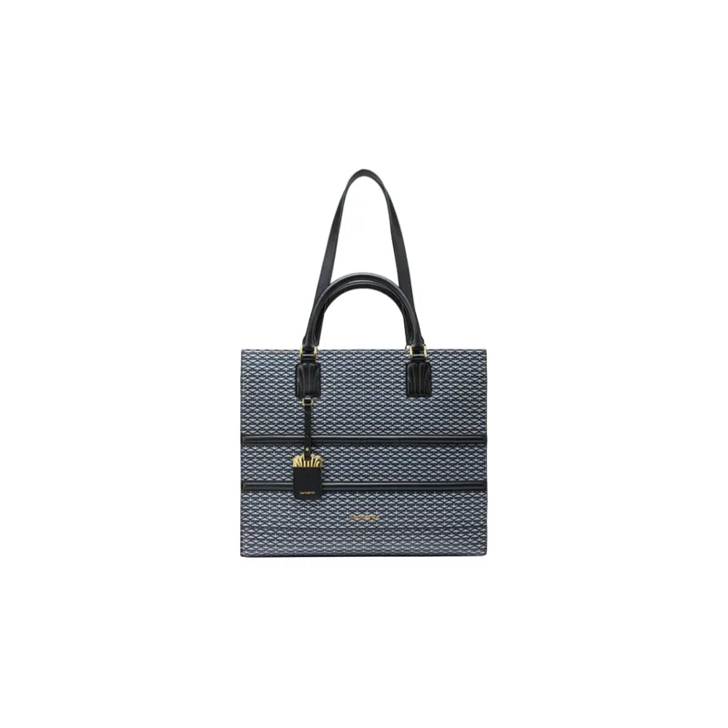SAMSONITE Cow Leather Tote Bag Shopping Bag Handbag Shoulder Bag Large Size Women's Blue-0