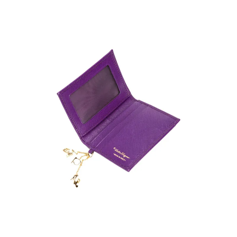 FERRAGAMO Leather Wallet Women's Purple-2