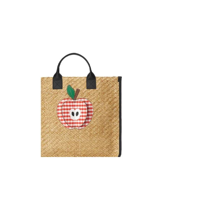 GUCCI Straw Woven Material With Leather Tote Bag Shopping Bag Handbag Kids' Bags Kids' Beige/Black-7