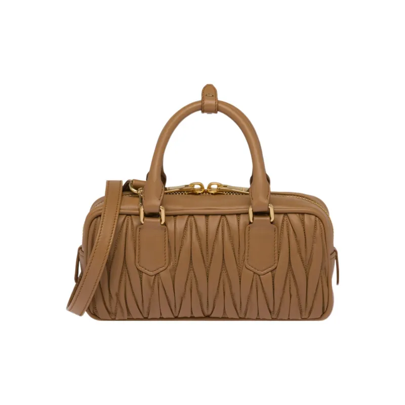 MIU MIU Matelassé Leather Shoulder Bag, Crossbody Bag, Handbag Trumpets Women's Caramel-3