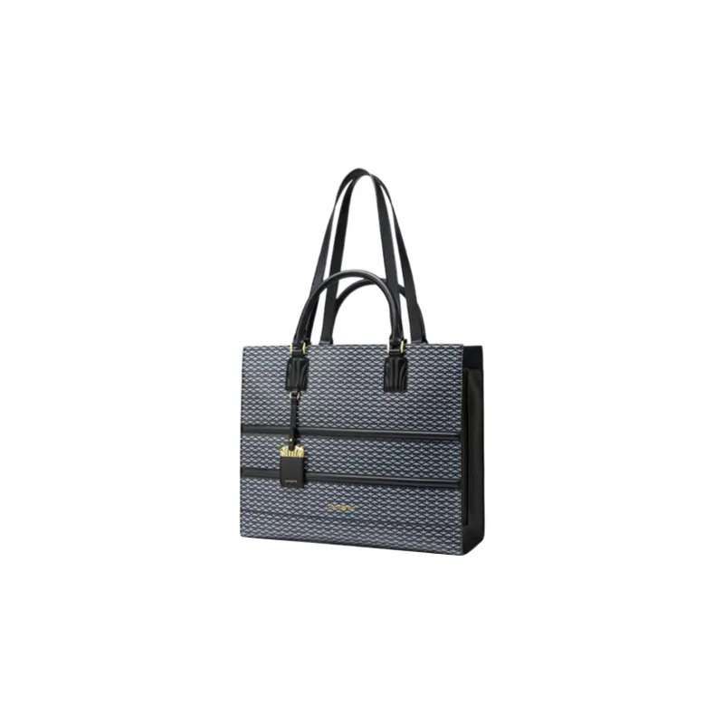 SAMSONITE Cow Leather Tote Bag Shopping Bag Handbag Shoulder Bag Large Size Women's Blue-1