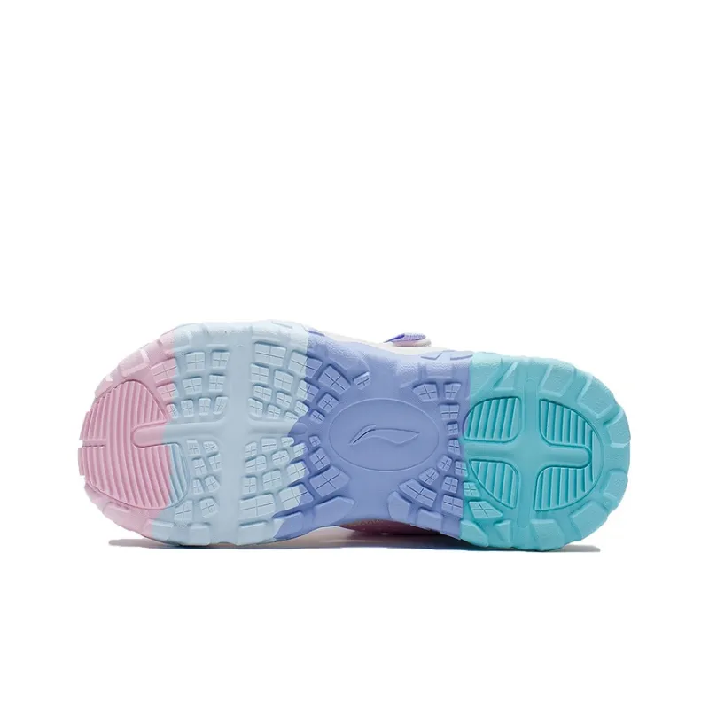 LiNing Wave Riding Sports Slippers White Pink Blue Teenagers-6