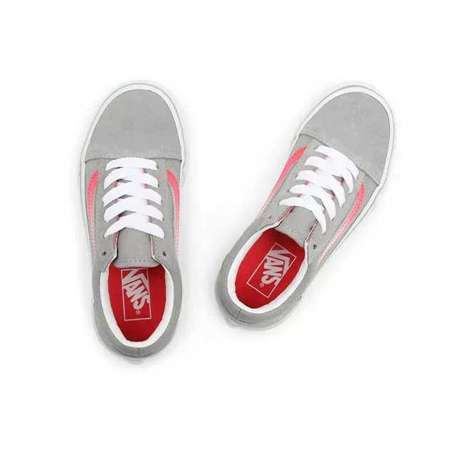 Vans Old Skool Low-Top Kids' Skateboarding Shoes Gray Pink Teenagers-3