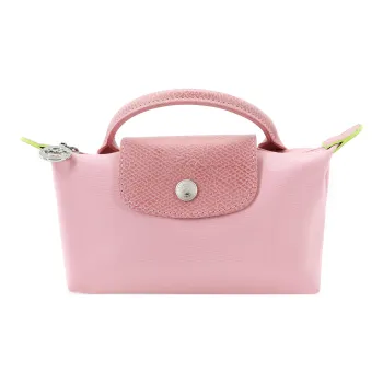 LONGCHAMP Le Pliage Green Cow Leather Trim Dumpling Bag Handbags Regular Women's Petal Pink