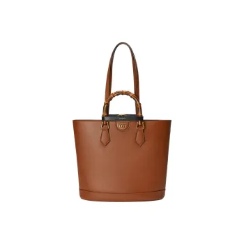 GUCCI Diana Leather Tote Bag Shopping Bag Shoulder Bag Handbag Medium Size Women's Brown