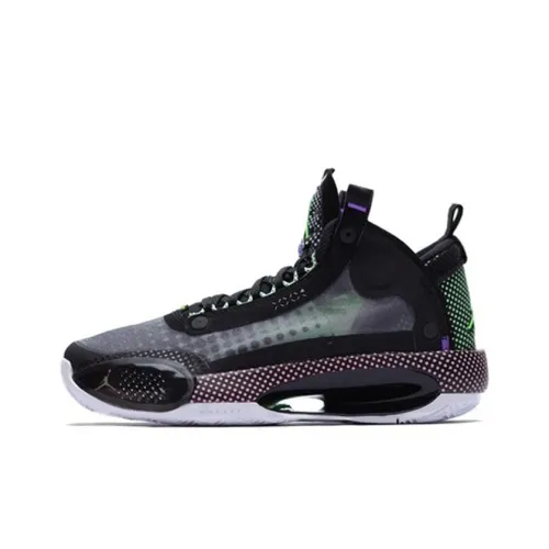 Female Jordan Air Jordan 34 Basketball shoes Black/White/Vapor Green