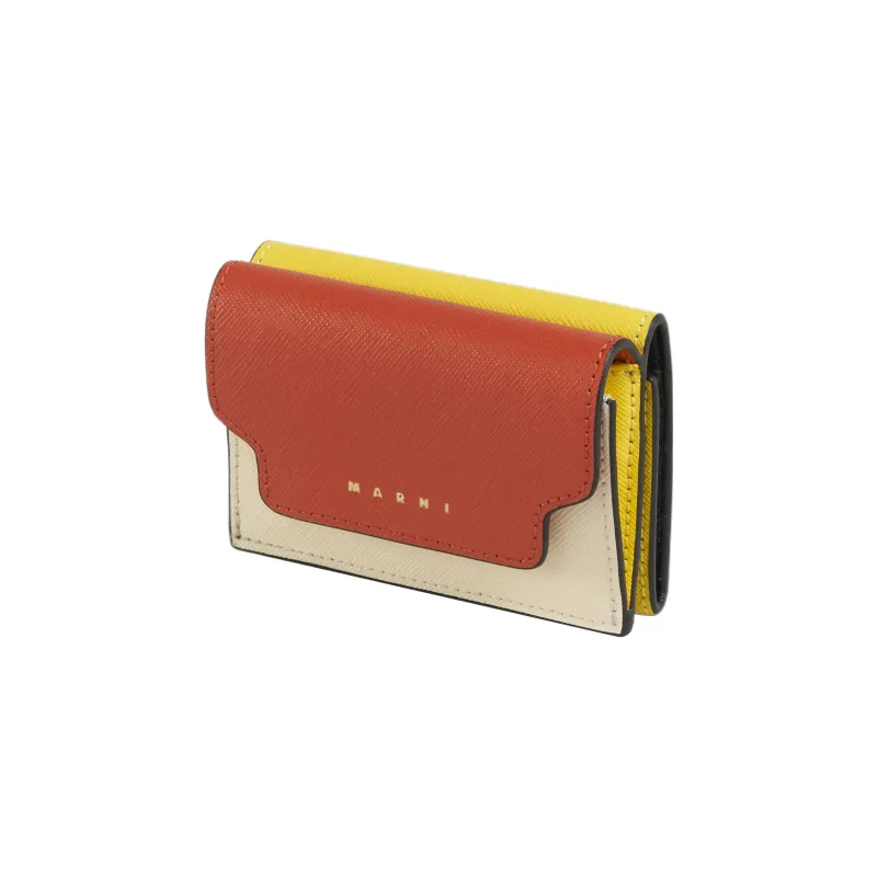 MARNI Logo Printed Tri-Fold Saffiano Wallet-1