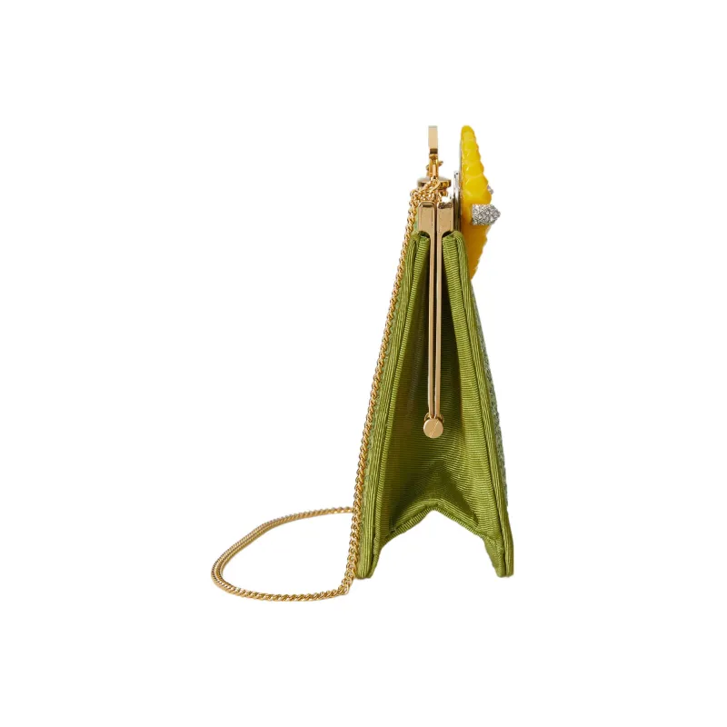 GUCCI Resin Glass Fabric Single One Shoulder Crossbody Clutches Women's Green-3