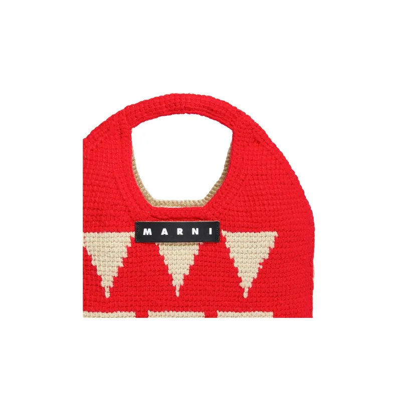 MARNI Wool Basket Bag Handbag Women's Red-3
