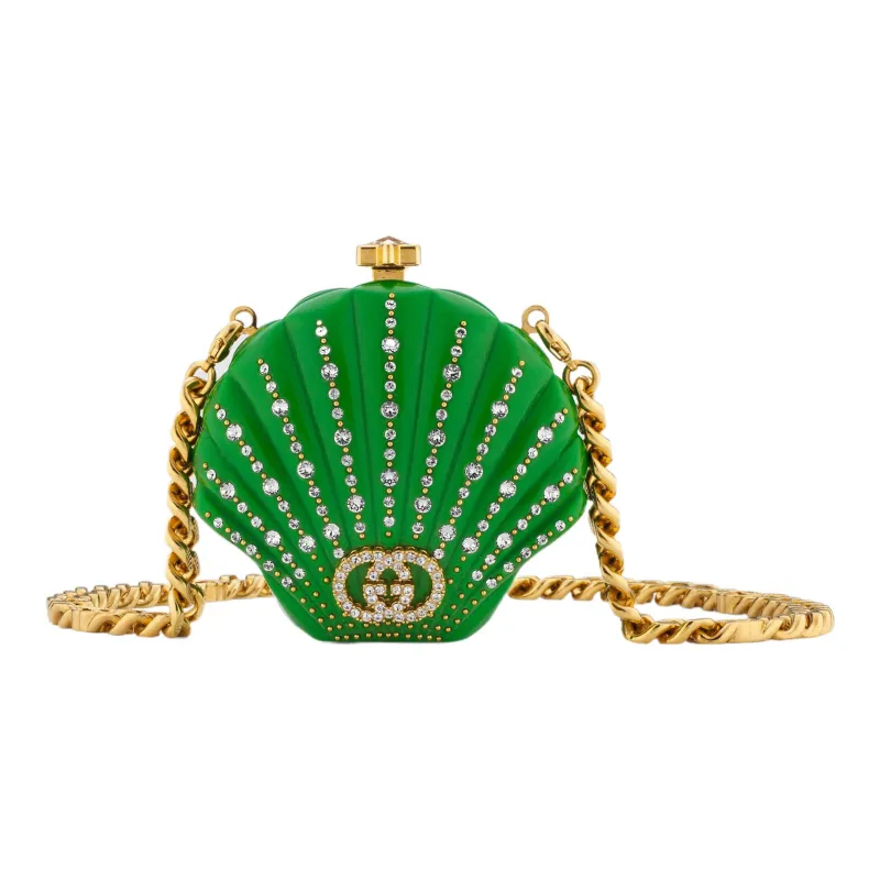 GUCCI Resin Eveningwear One Shoulder Crossbody Clutch Regular Women's Green-0