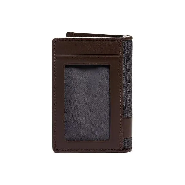 TUMI Fabric Cow Leather Patchwork Coin Purse Key Pouch Card Holder Men's Brown-1