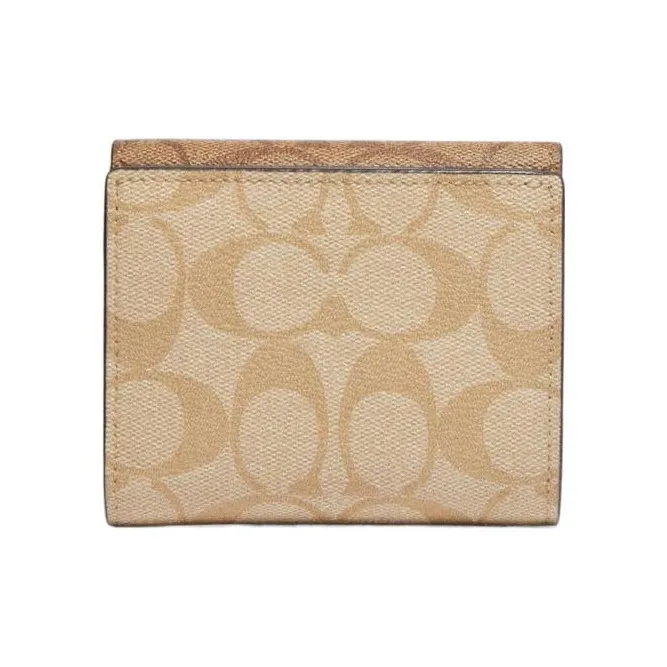 COACH Morgan Canvas With Leather Wallet Small Size Women's Khaki-1