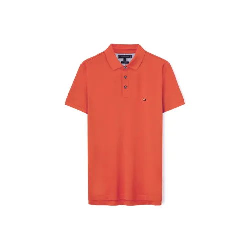 Tommy Hilfiger 1985 Series Polo Shirts Men Orange Red SNX