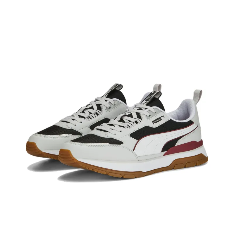 PUMA R78 Anti Slip Wear Resistant Low Top Running Shoes Unisex Gray White Red-2