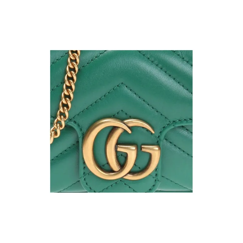 GUCCI GG Marmont Quilted Leather Crossbody Bag, Shoulder Bag Women's Green-3