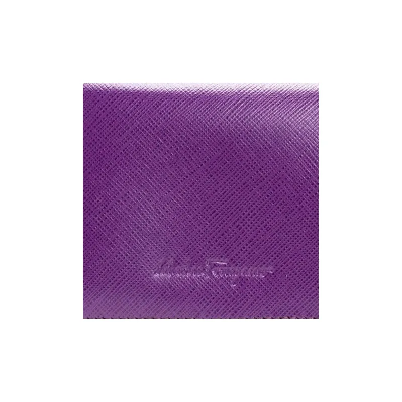 FERRAGAMO Leather Wallet Women's Purple-3