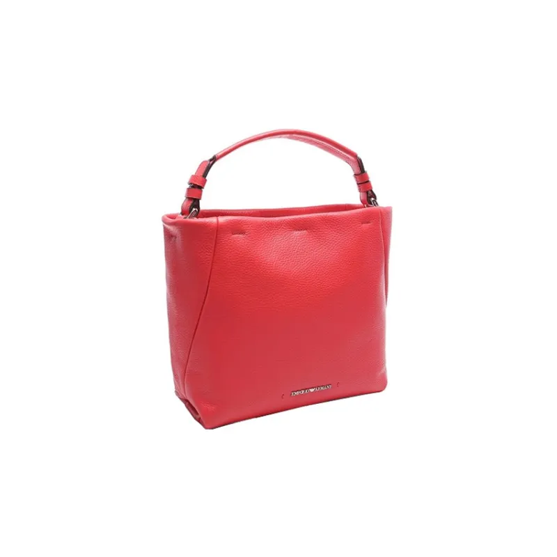 EMPORIO ARMANI Cow Leather Bucket Bag Handbag Women's Red-1