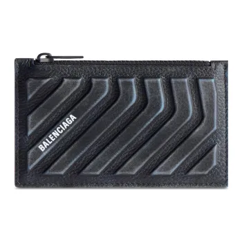 Balenciaga Car Grained Calfskin Card Holder Men's Black/Gray