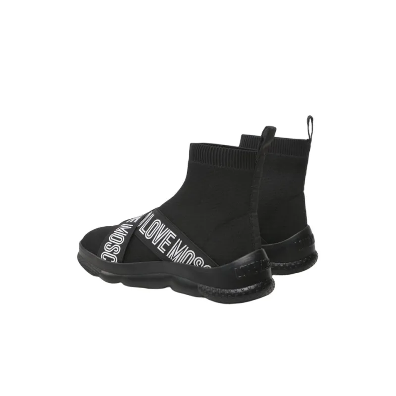 LOVE MOSCHINO Breathable And Lightweight High Top Sports Casual Shoes Women's Black-3