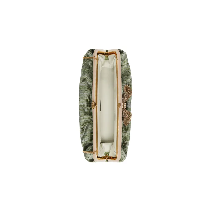 GUCCI Velvet Jacquard One Shoulder Crossbody Clutches Women's Green-6