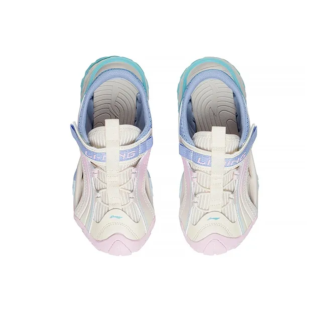 LiNing Wave Riding Sports Slippers White Pink Blue Teenagers-3