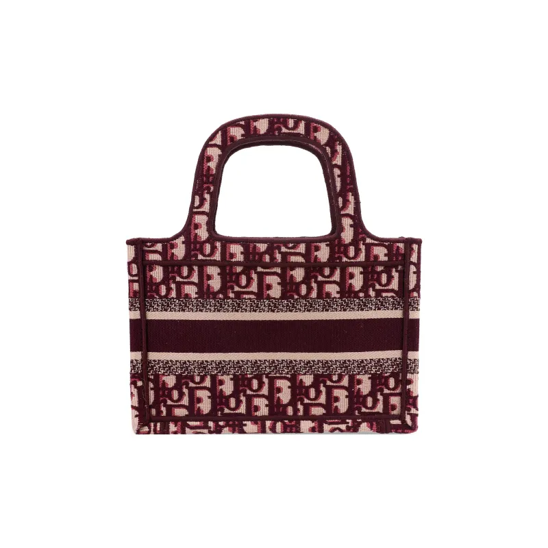 DIOR BookTote Canvas Tote Bag Shopping Bag Handbag Mini Women's Burgundy-2