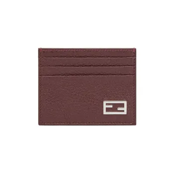 FENDI Cow Leather Card Holder Card Holder Men's Burgundy
