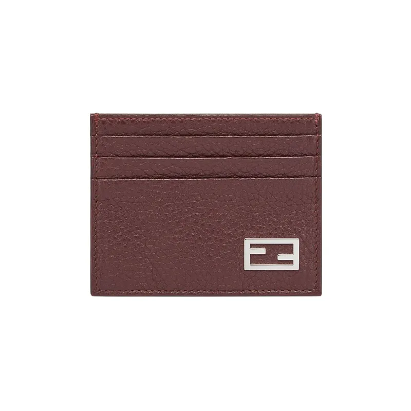 FENDI Cow Leather Card Holder Card Holder Men's Burgundy-0