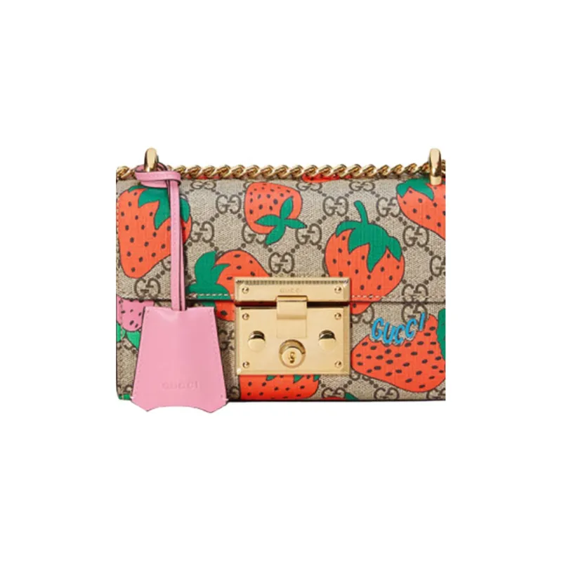 GUCCI Padlock Canvas Box Bag Lock Shoulder Bag Crossbody Bag Small Size Women's Ebony/Pink-5
