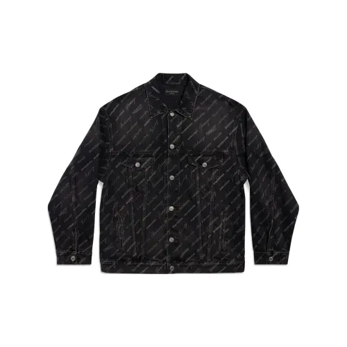 Balenciaga Denim Jackets Men Black