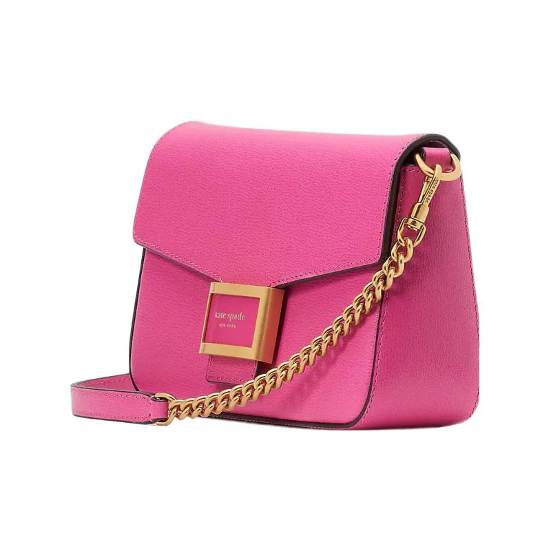 Kate Spade Katy Textured Leather Messenger Bag, Shoulder Bag, Crossbody Bag Small Size Women's Rouge Pink-1