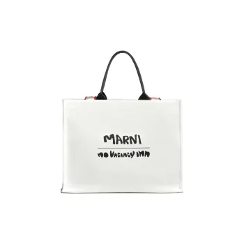 MARNI No Vacancy Inn Collaboration Canvas Bag Tote Bag Shopping Bag Handbag Men's White