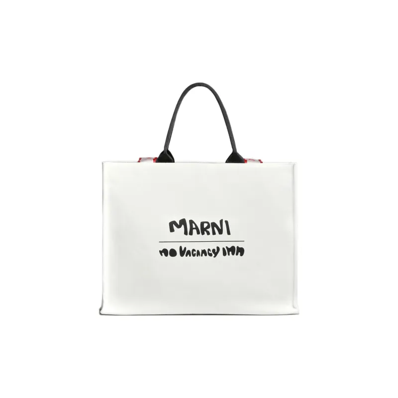 MARNI No Vacancy Inn Collaboration Canvas Bag Tote Bag Shopping Bag Handbag Men's White-0