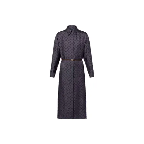 LOUIS VUITTON Long-Sleeved Dresses Women's Marine Blue