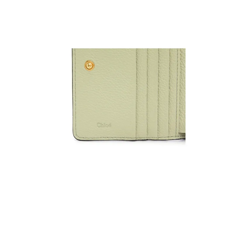 Chloe Cow Leather Wallet, Card Holder, Coin Purse Small Size Women's Light Green-7