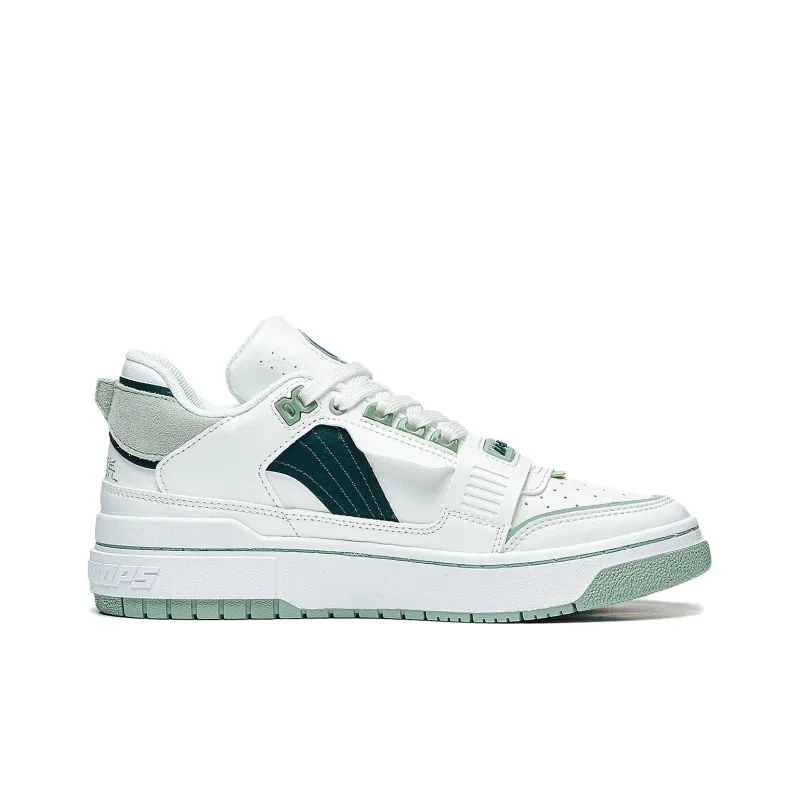LiNing Badfive Bad Five Anti Slip Wear Resistant Low Top Vintage Basketball Culture Skateboard Shoes Men's White Green-1