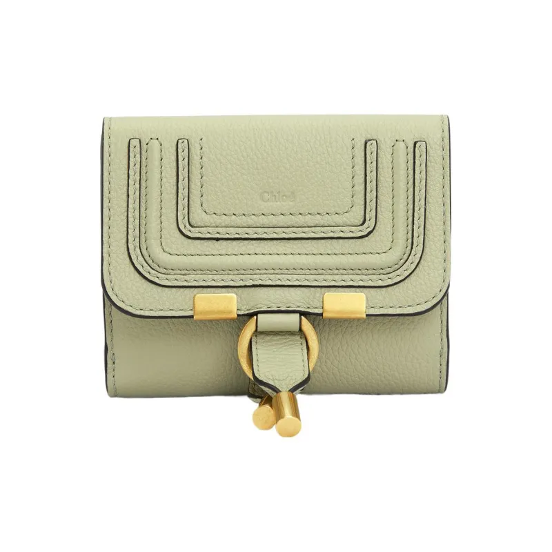 Chloe Cow Leather Wallet, Card Holder, Coin Purse Small Size Women's Light Green-0