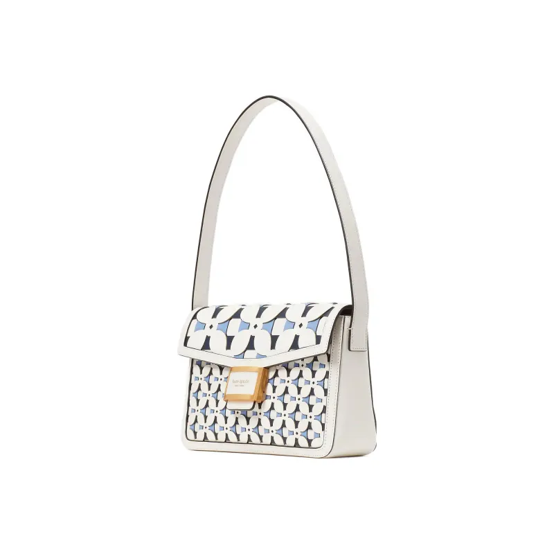 Kate Spade Katy Cow Leather Messenger Bag Handbag Shoulder Bag Women's White & Blue-1