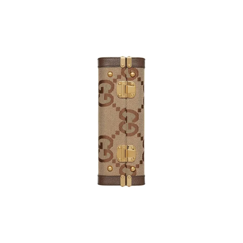GUCCI Canvas With Leather Makeup Bag Shoulder Bag Crossbody Bag Handbag Women's Camel-4