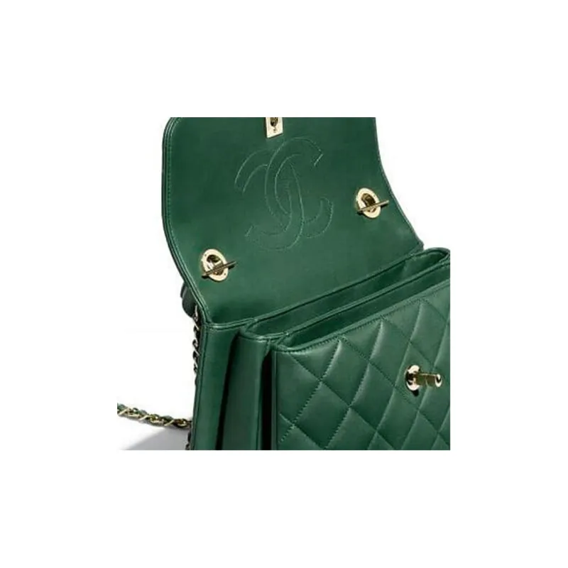 CHANEL Trendy Cc Sheepskin Chain Shoulder Bag, Crossbody Bag, Handbag Women's Green-3