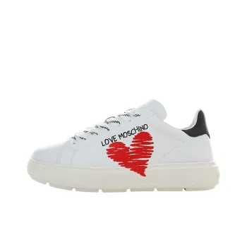 LOVE MOSCHINO Stylish Skateboarding Shoes Women's White Red