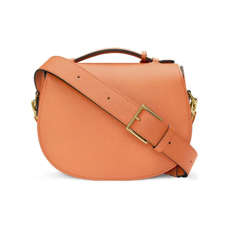 Moynat Full Grain Veau Carat Leather Saddle Bag, Shoulder Bag, Crossbody Bag Trumpets Women's Orange-1