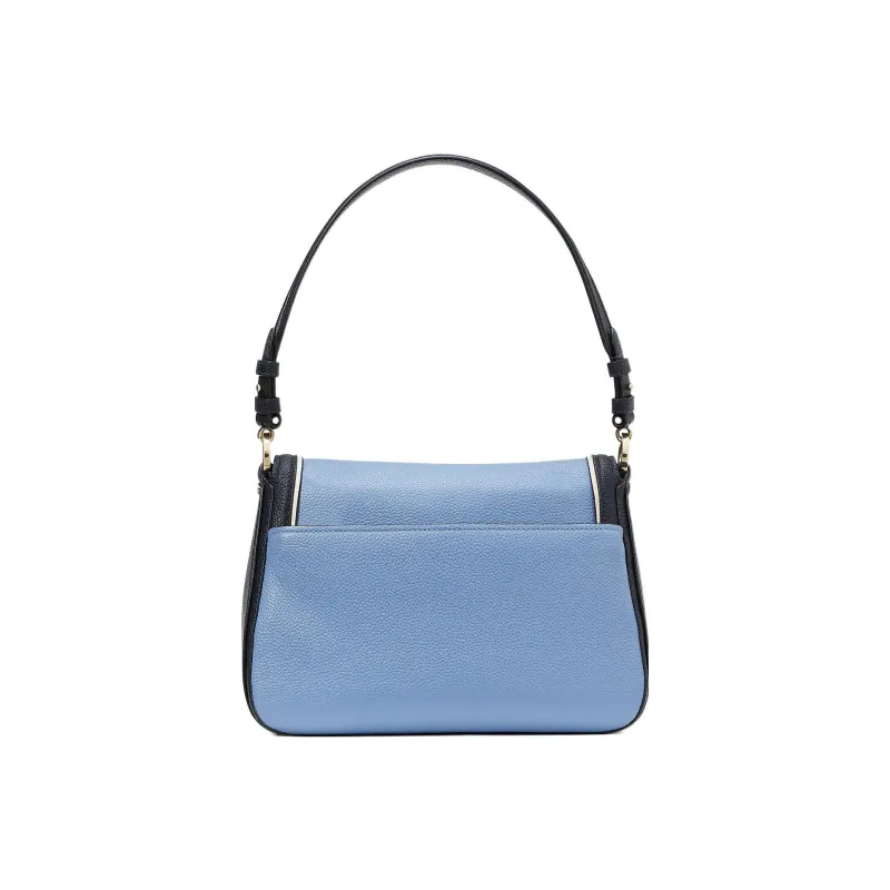 Kate Spade Hudson Litchi Grain Leather Messenger Bag Handbag Shoulder Bag Women's Blue & Black-2