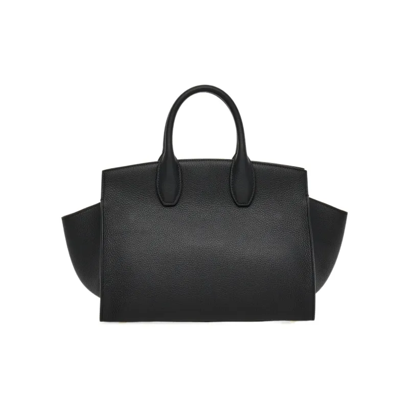 FERRAGAMO Studio Cow Leather Handbag Medium Size Women's Black-2
