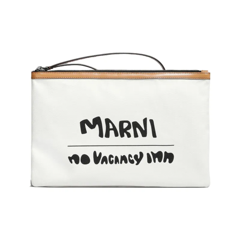 MARNI No Vacancy Inn Collaboration Canvas Bag Clutch Men's White-0