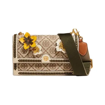 TORY BURCH T Monogram Canvas With Genuine Leather Shoulder Bag Crossbody Bag Mini Women's Beige