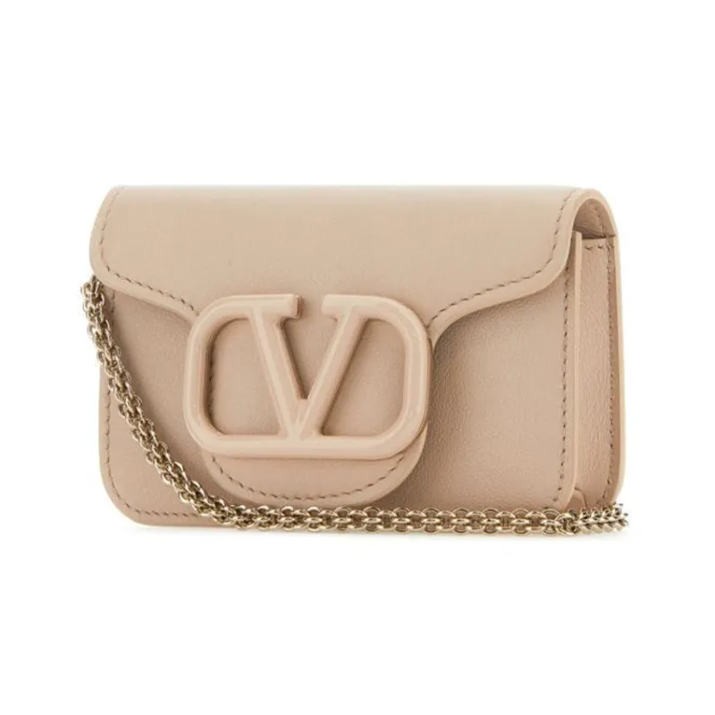 Valentino Locò Cow Leather Messenger Bag Shoulder Bag Crossbody Bag Mini Women's Pink-1